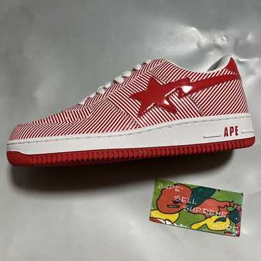 2007 BAPE Sta striped/Red/White patent leather - image 1