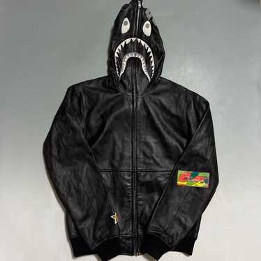 BAPE x coach shark full zip hoodie leather jacket… - image 1