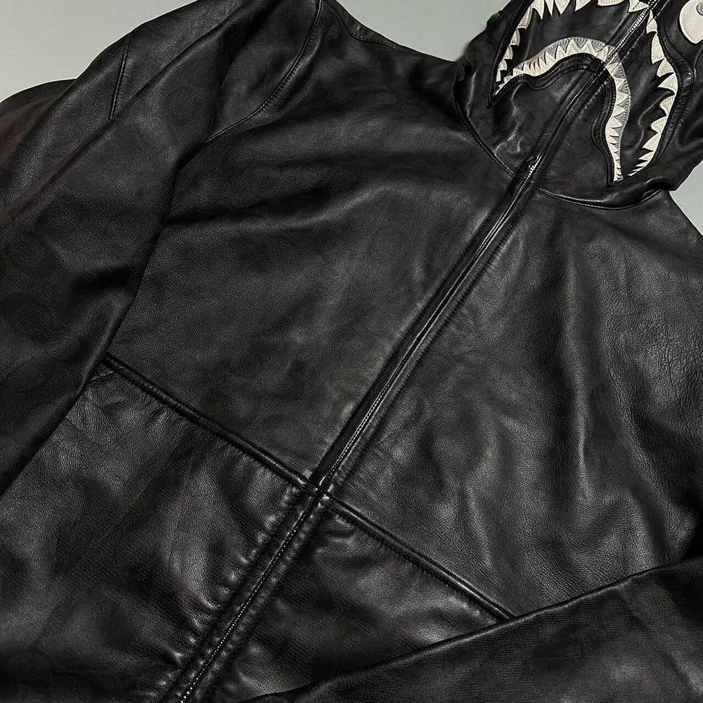 BAPE x coach shark full zip hoodie leather jacket… - image 3