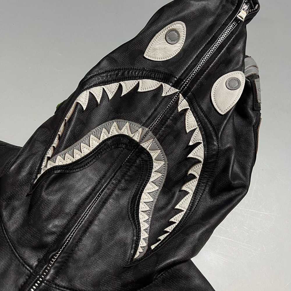 BAPE x coach shark full zip hoodie leather jacket… - image 4