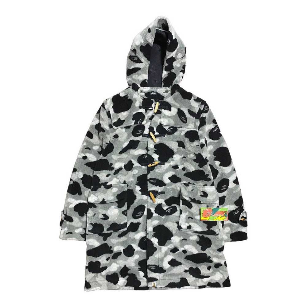 BAPE Boa Fleece Duffel coat Gray camo - image 1