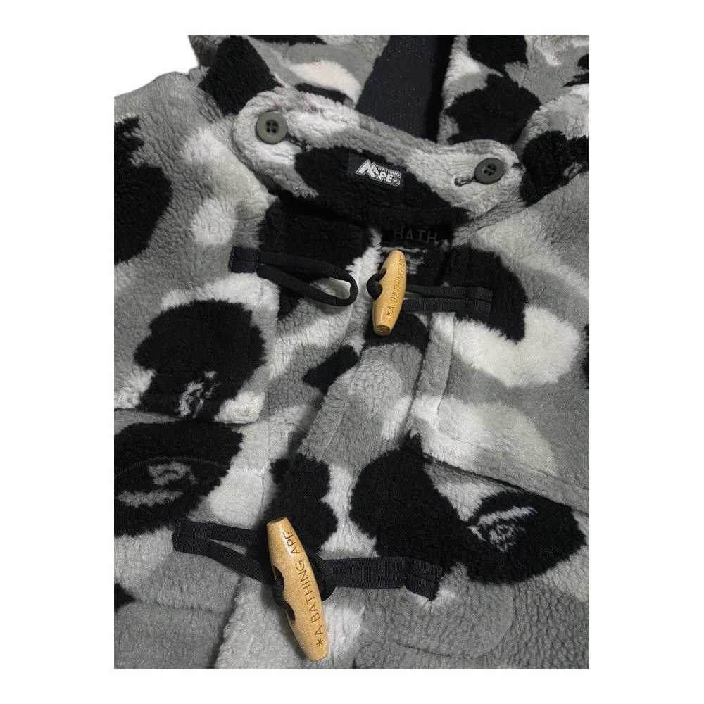 BAPE Boa Fleece Duffel coat Gray camo - image 2