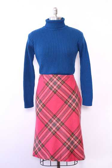 Raspberry Plaid Bias Skirt M