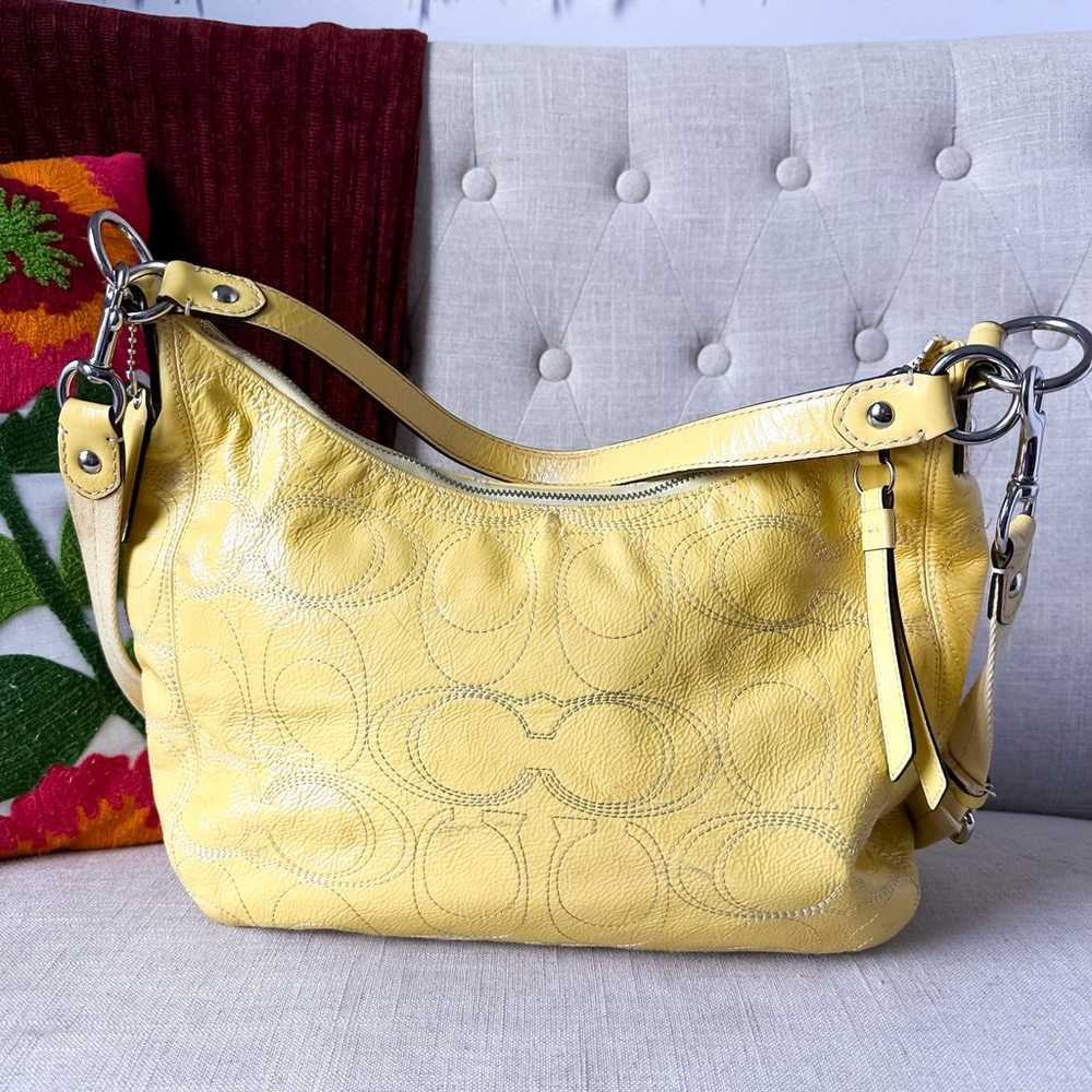 COACH Yellow Signature Patent Leather Convertible… - image 2