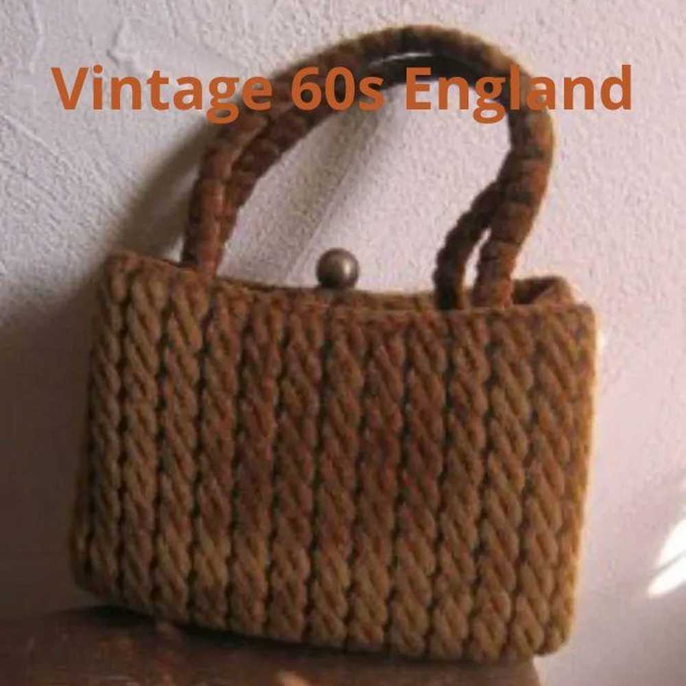 Vintage 60s England Rope Pattern Smokey Orange Br… - image 1