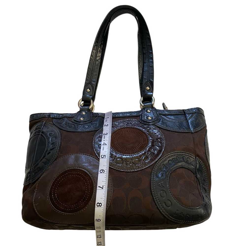 Vintage COACH Circle Patchwork East West Tote Bla… - image 10