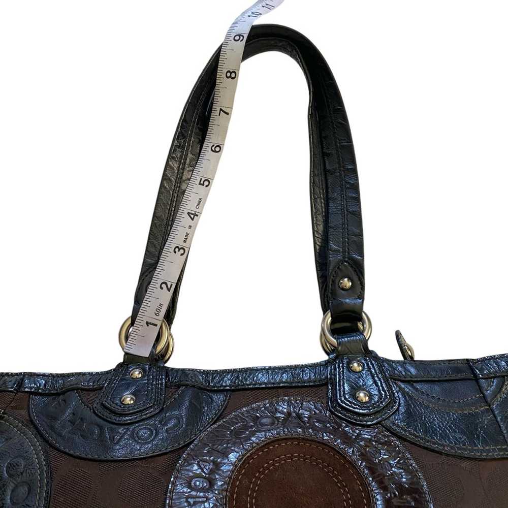 Vintage COACH Circle Patchwork East West Tote Bla… - image 12