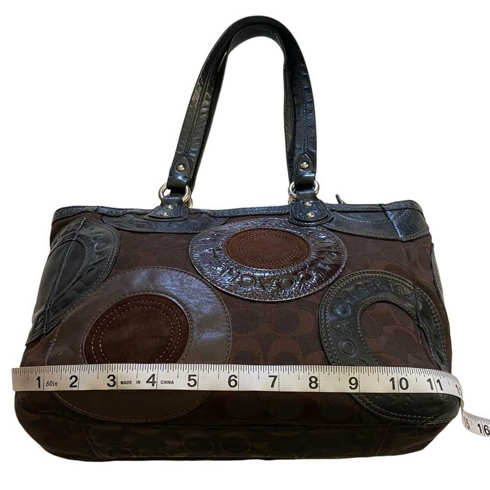 Vintage COACH Circle Patchwork East West Tote Bla… - image 9