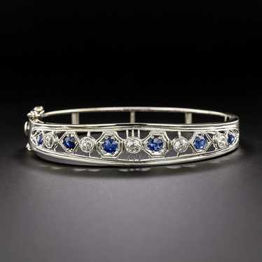 Art Deco Sapphire and Diamond Bangle Bracelet - image 1