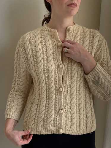 Cream cable knit vintage cardigan