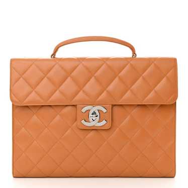 CHANEL Caviar Quilted Briefcase Laptop Bag Light B