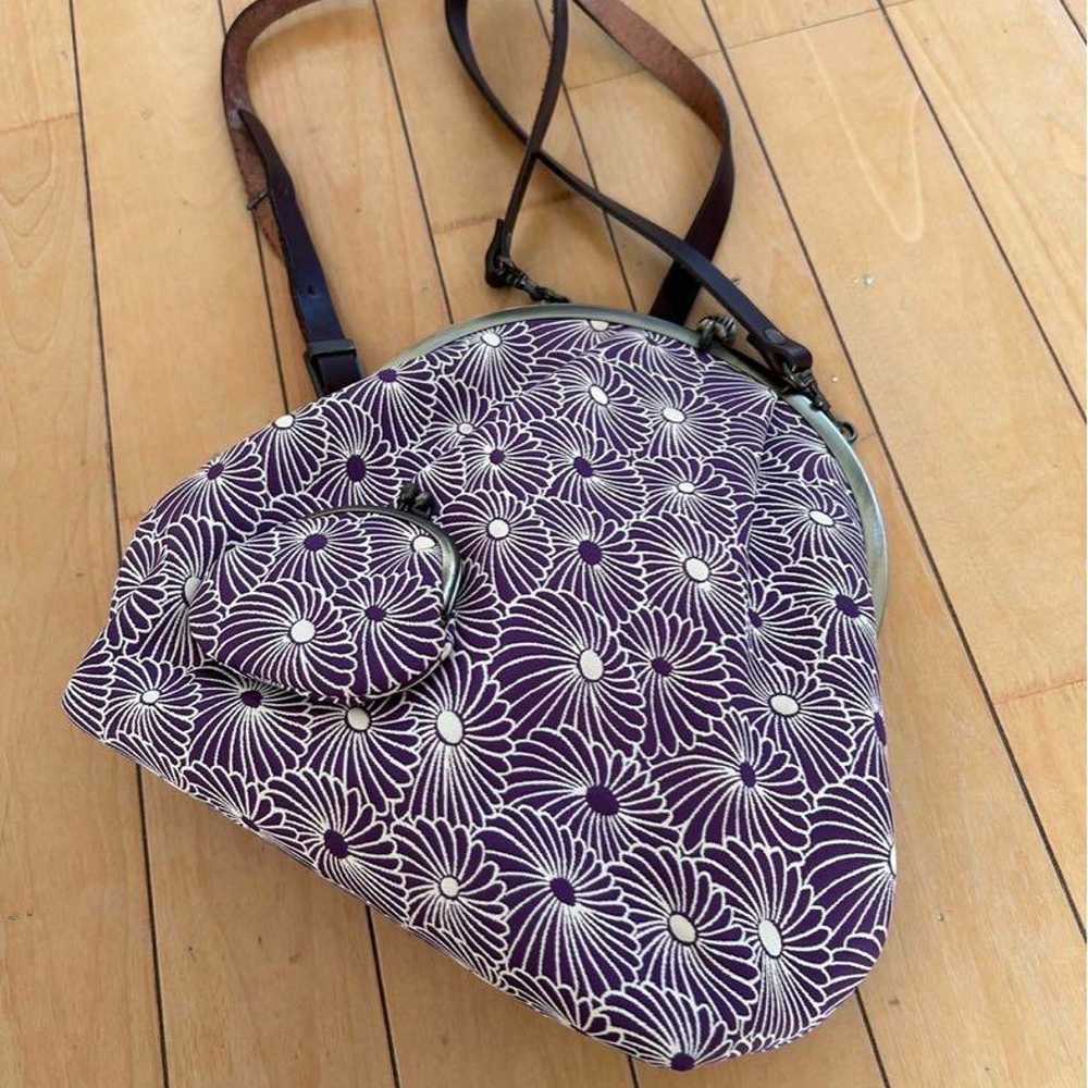 Purple floral clutch bag - image 1