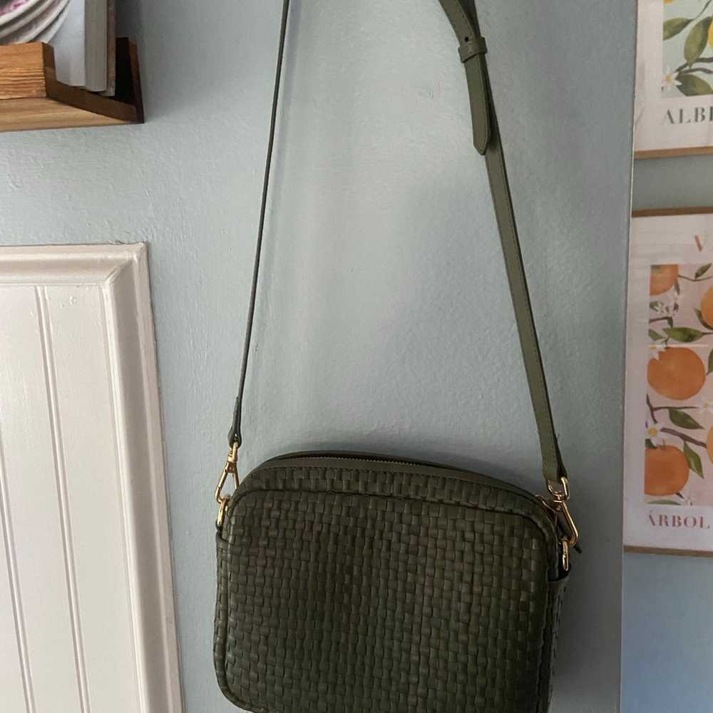 Quince Italian Leather Woven Crossbody Bag Olive - image 3