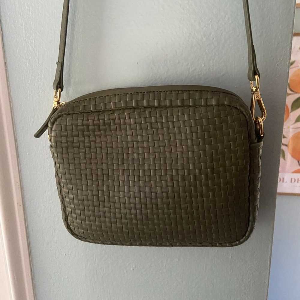 Quince Italian Leather Woven Crossbody Bag Olive - image 4