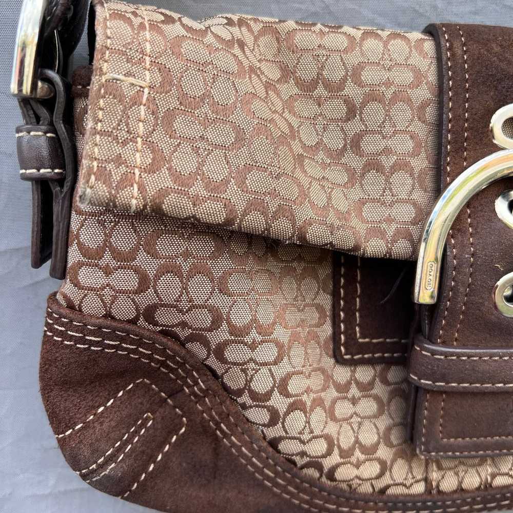 Coach Signature “C” Logo Leather /Jacquard Should… - image 2