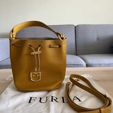 New Furla Corona yellow small bucket bag - image 1