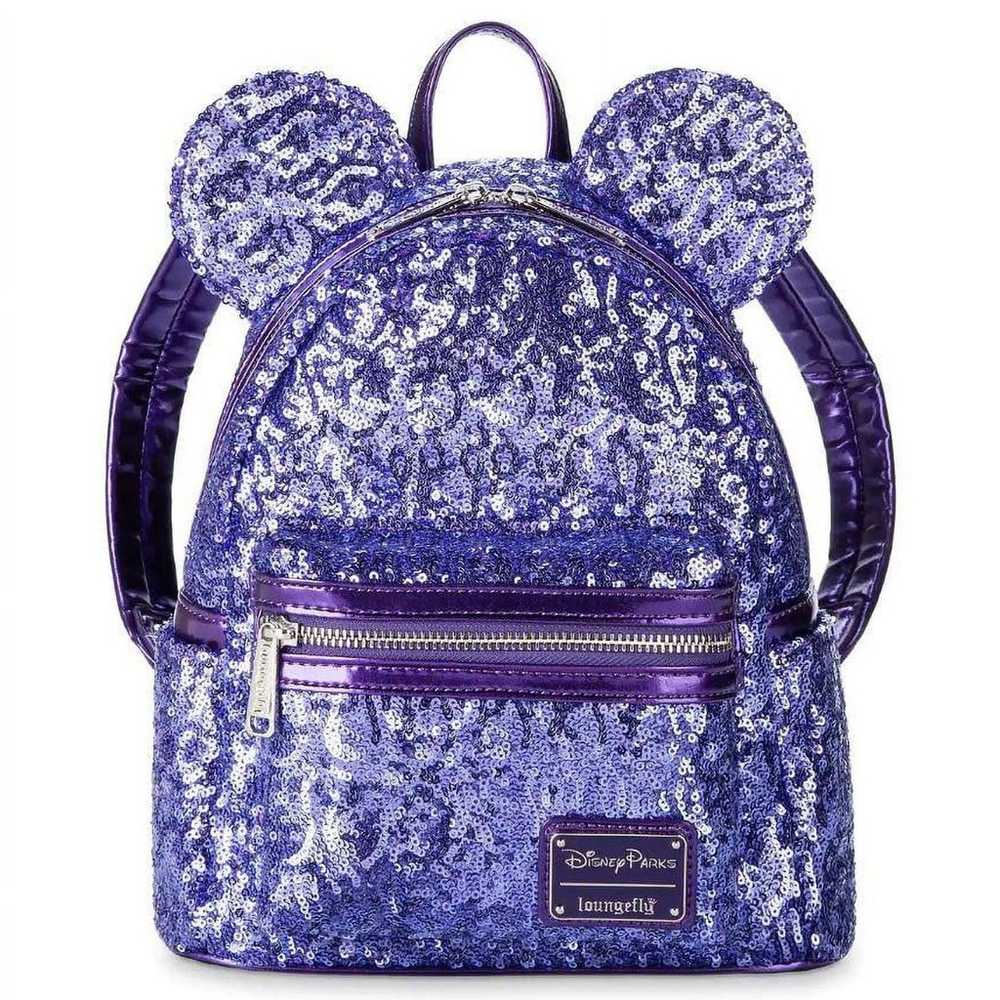 Disney Loungefly Purple Potion Sequin Backpack + … - image 2