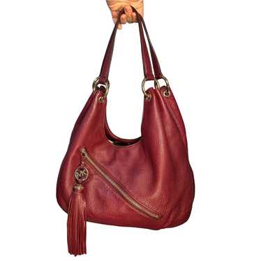 Michael Kors Burgundy Oxblood Leather Hobo Should… - image 1