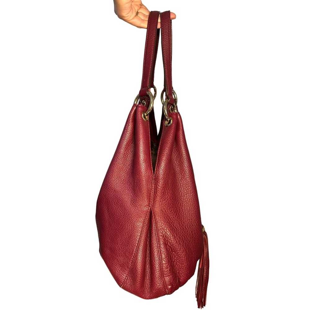 Michael Kors Burgundy Oxblood Leather Hobo Should… - image 2