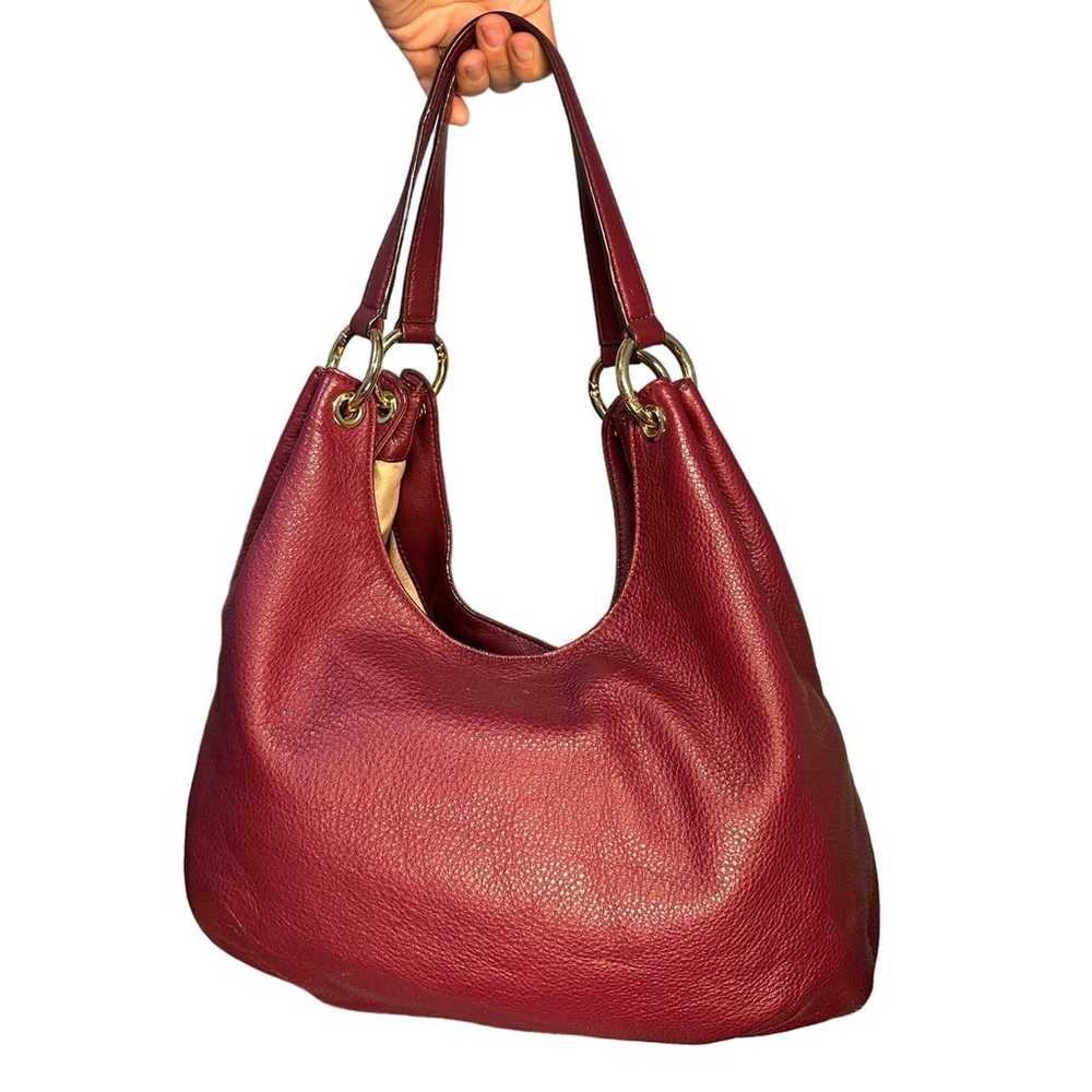 Michael Kors Burgundy Oxblood Leather Hobo Should… - image 3