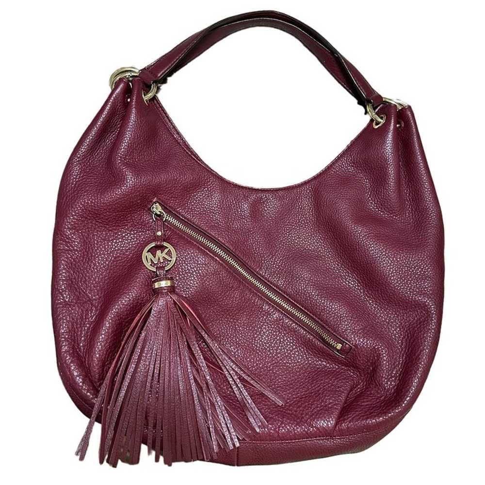 Michael Kors Burgundy Oxblood Leather Hobo Should… - image 4