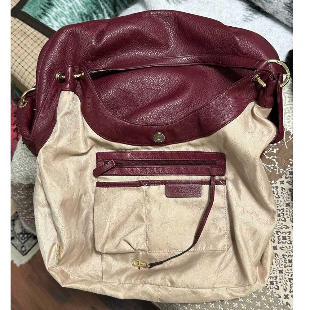 Michael Kors Burgundy Oxblood Leather Hobo Should… - image 6