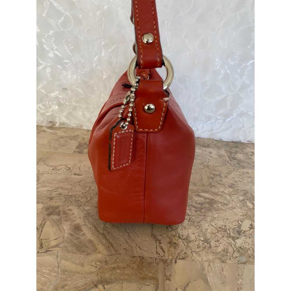 Vtg COACH red brick leather pleated Y2K Demi mini… - image 5