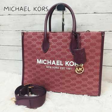 Michael Kors Mila Shoulder Bag Red 2way Signature 