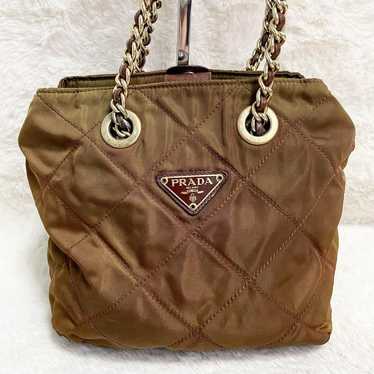 Prada chain shoulder bag tote bag quilting triangu