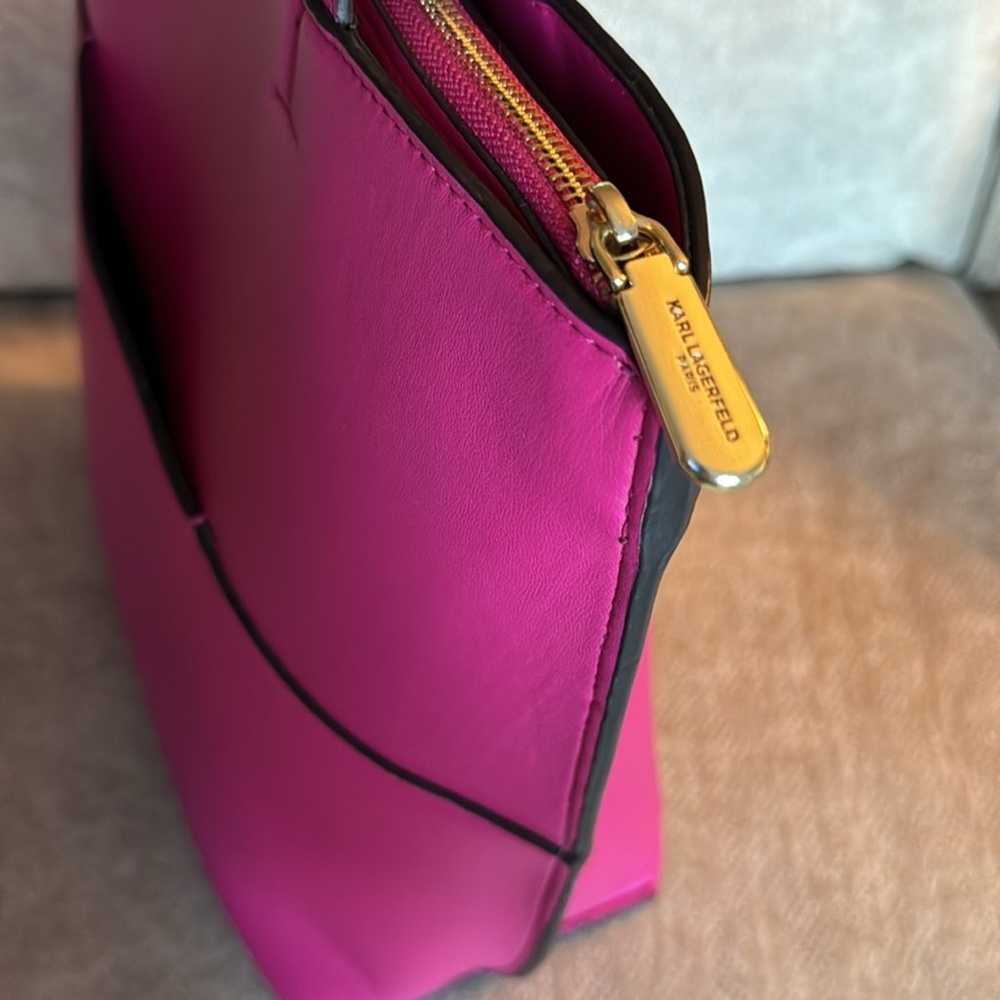 Karl Lagerfeld magenta leather tote bag. - image 4