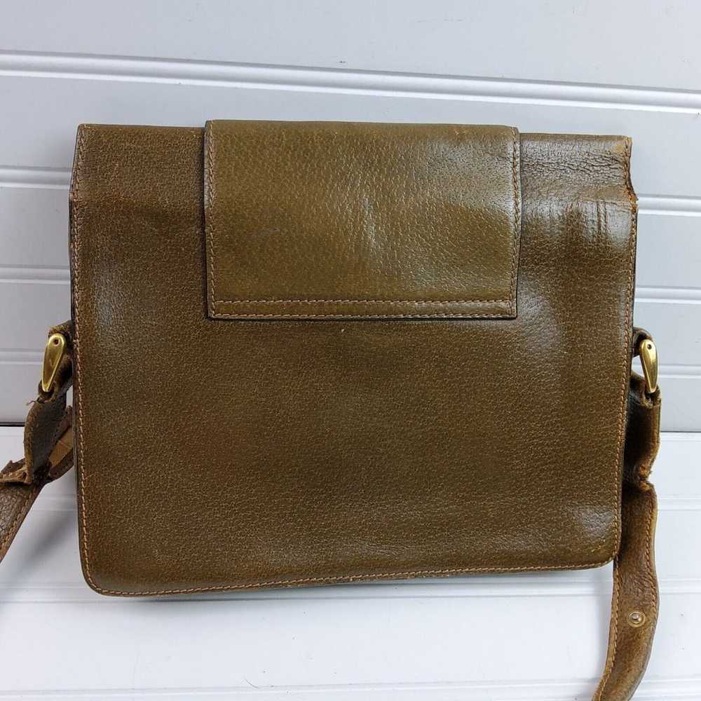 Vintage Gucci Leather Shoulder Handbag Purse Oliv… - image 3