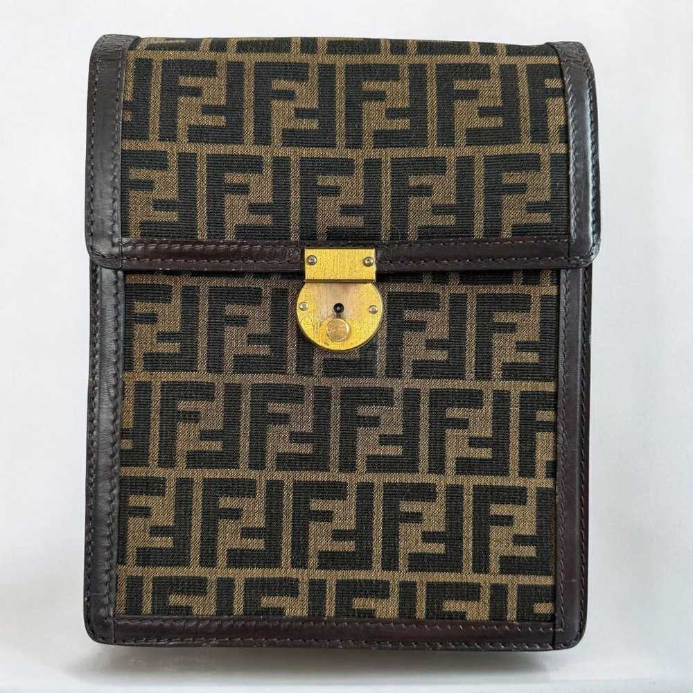 Fendi shoulder bag Zucca canvas leather brown old - image 2