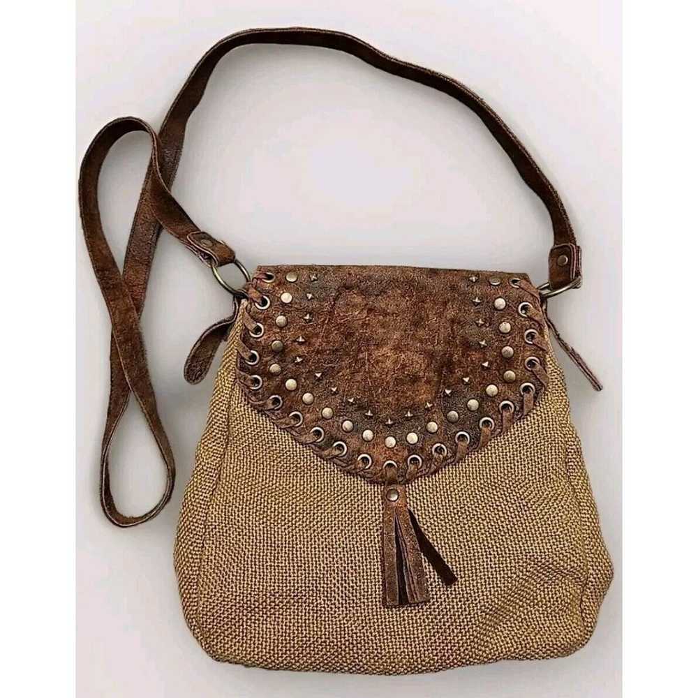 HOBO the Original Brown Tan Leather Trim Boho Cro… - image 1