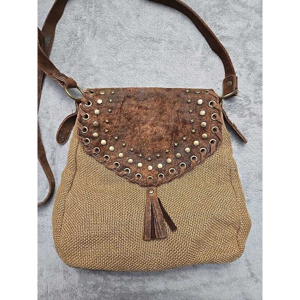 HOBO the Original Brown Tan Leather Trim Boho Cro… - image 2