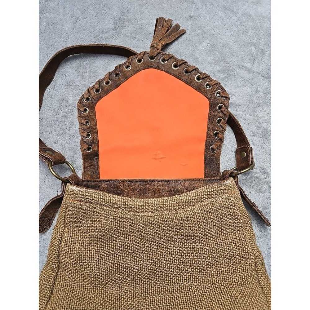 HOBO the Original Brown Tan Leather Trim Boho Cro… - image 5