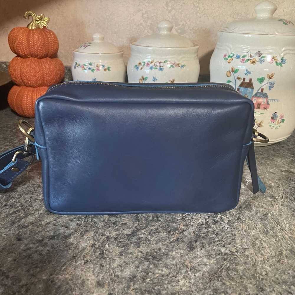 Portland leather Electric Blue large camera bag - image 2