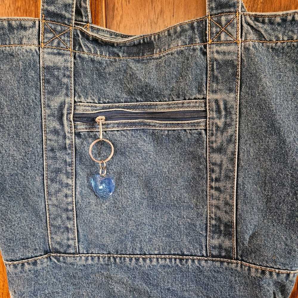 Blue Denim Bag Jean Hobo Shoulder Bag Vintage '80s - image 2