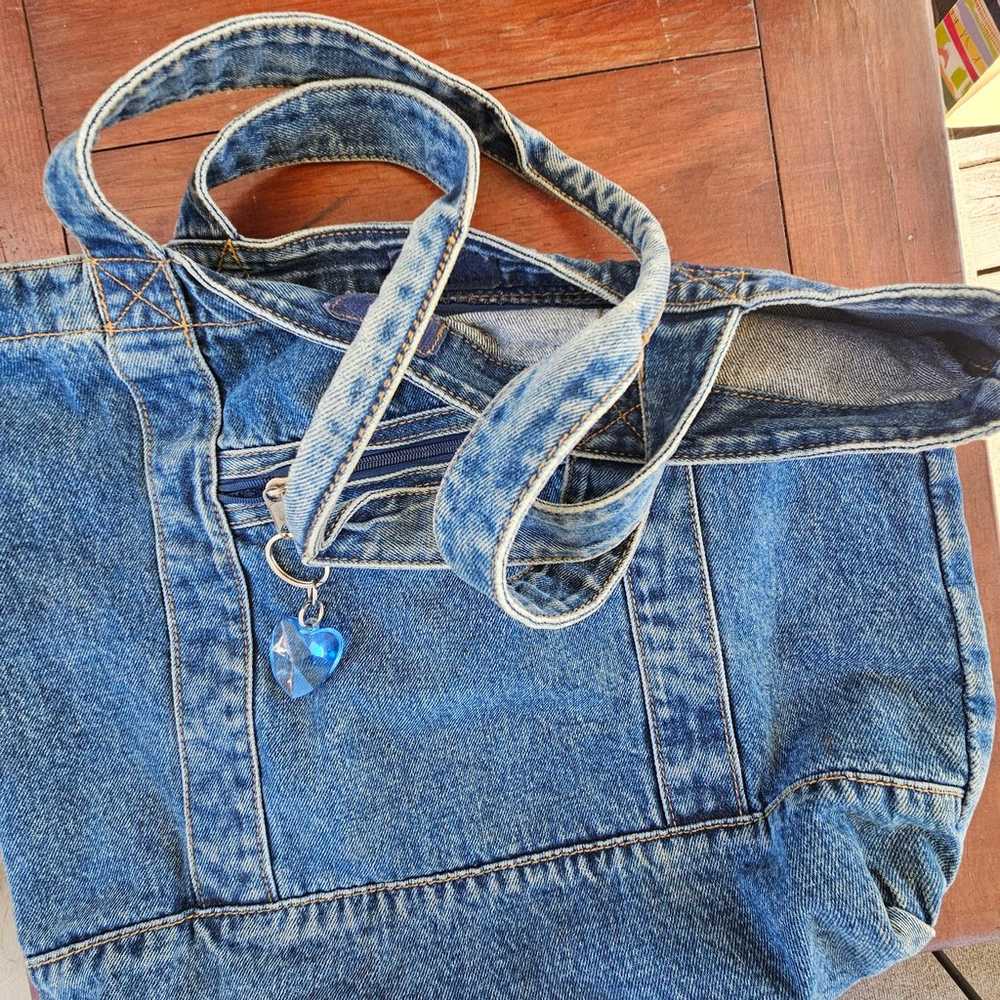 Blue Denim Bag Jean Hobo Shoulder Bag Vintage '80s - image 8