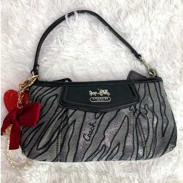 y2k COACH Zebra Silver Print Black Metallic Mini P