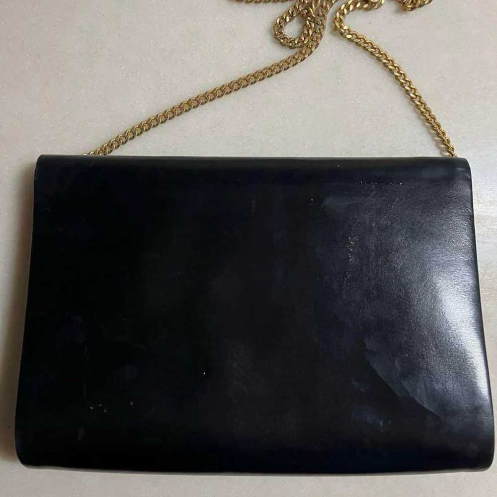 Vintage Dior Black Leather Chain Shoulder Bag. - image 9