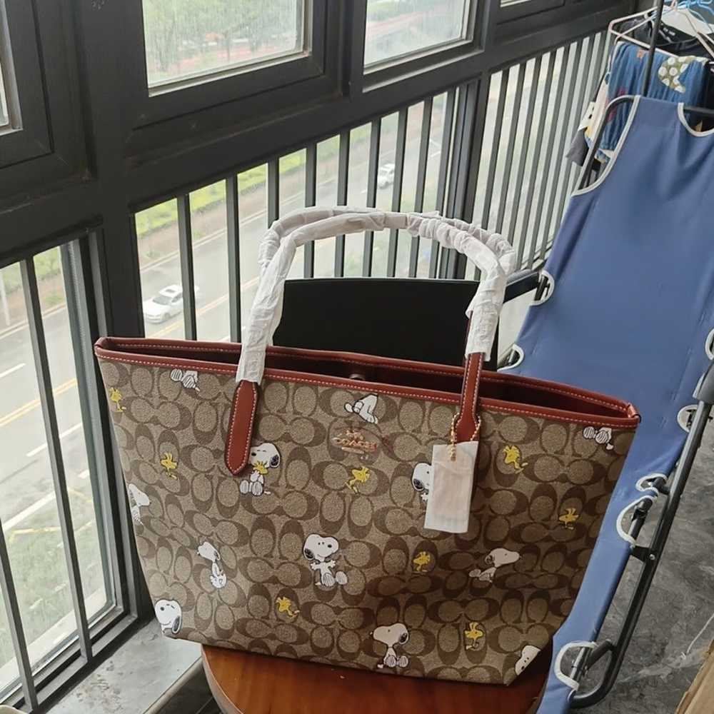 Coach X Peanuts City Tote In Signature Canvas Wit… - image 1