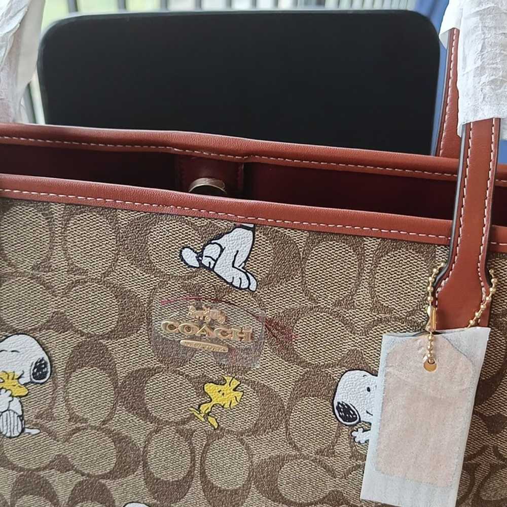 Coach X Peanuts City Tote In Signature Canvas Wit… - image 5