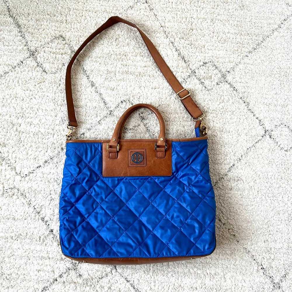 Tory Burch Large Royal Blue Quilted Tote Shoulder… - image 11