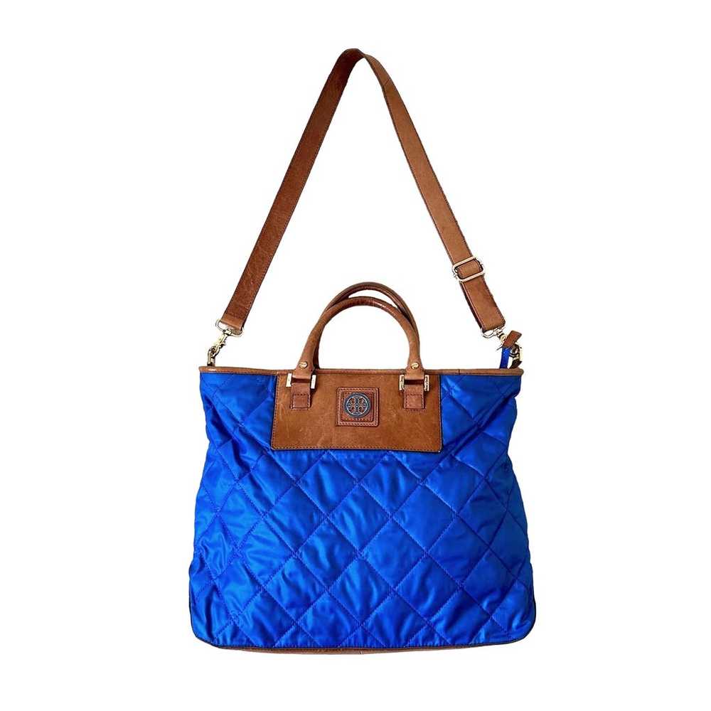 Tory Burch Large Royal Blue Quilted Tote Shoulder… - image 4