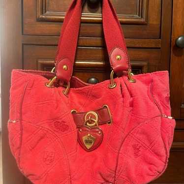 Vintage Y2K Juicy Couture Pink Bucket Bag Leather Shoulder newest Bow tie Leather Red