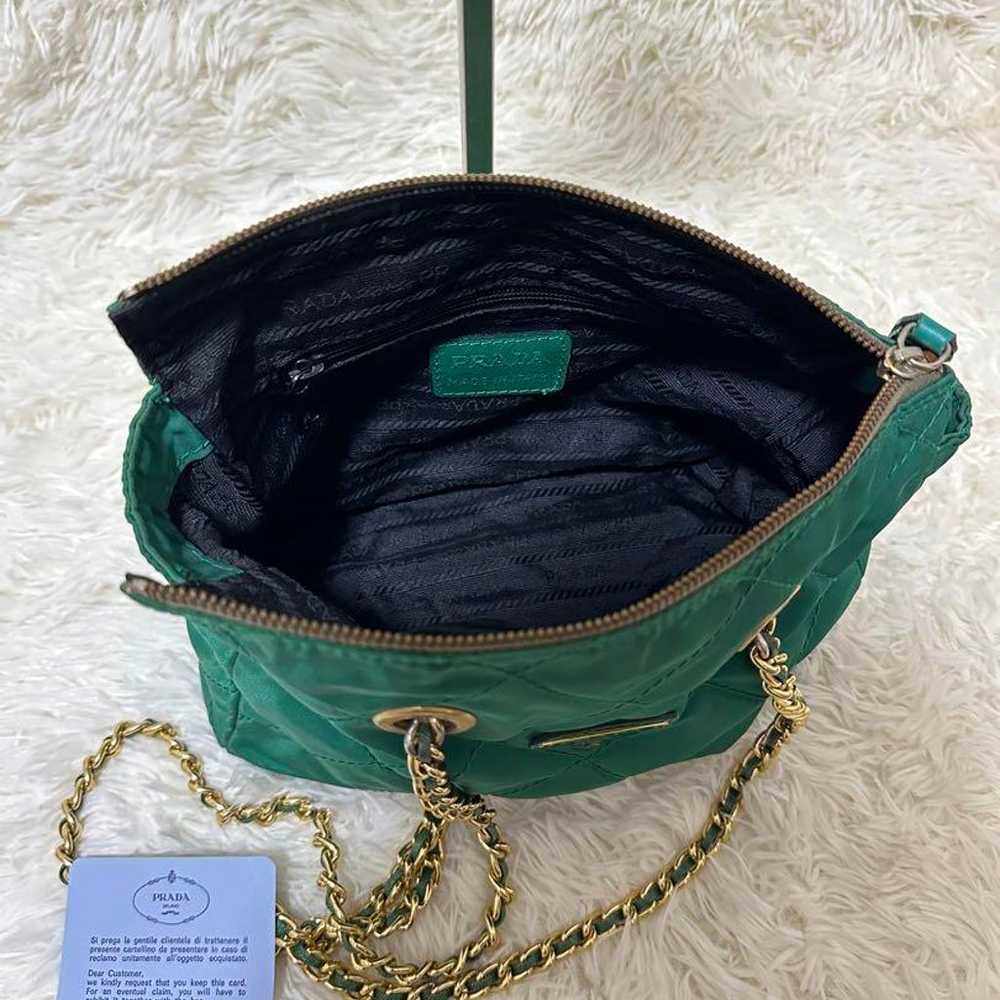 Prada brand new green chain shoulder bag in nylon… - image 10