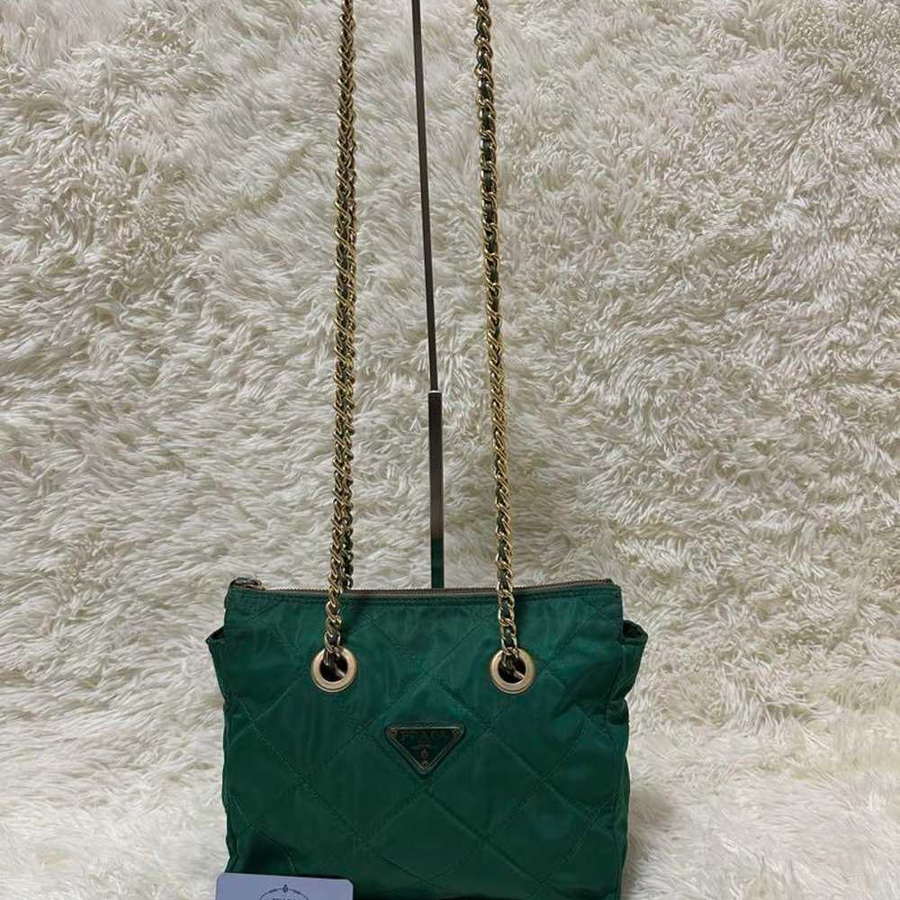 Prada brand new green chain shoulder bag in nylon… - image 6