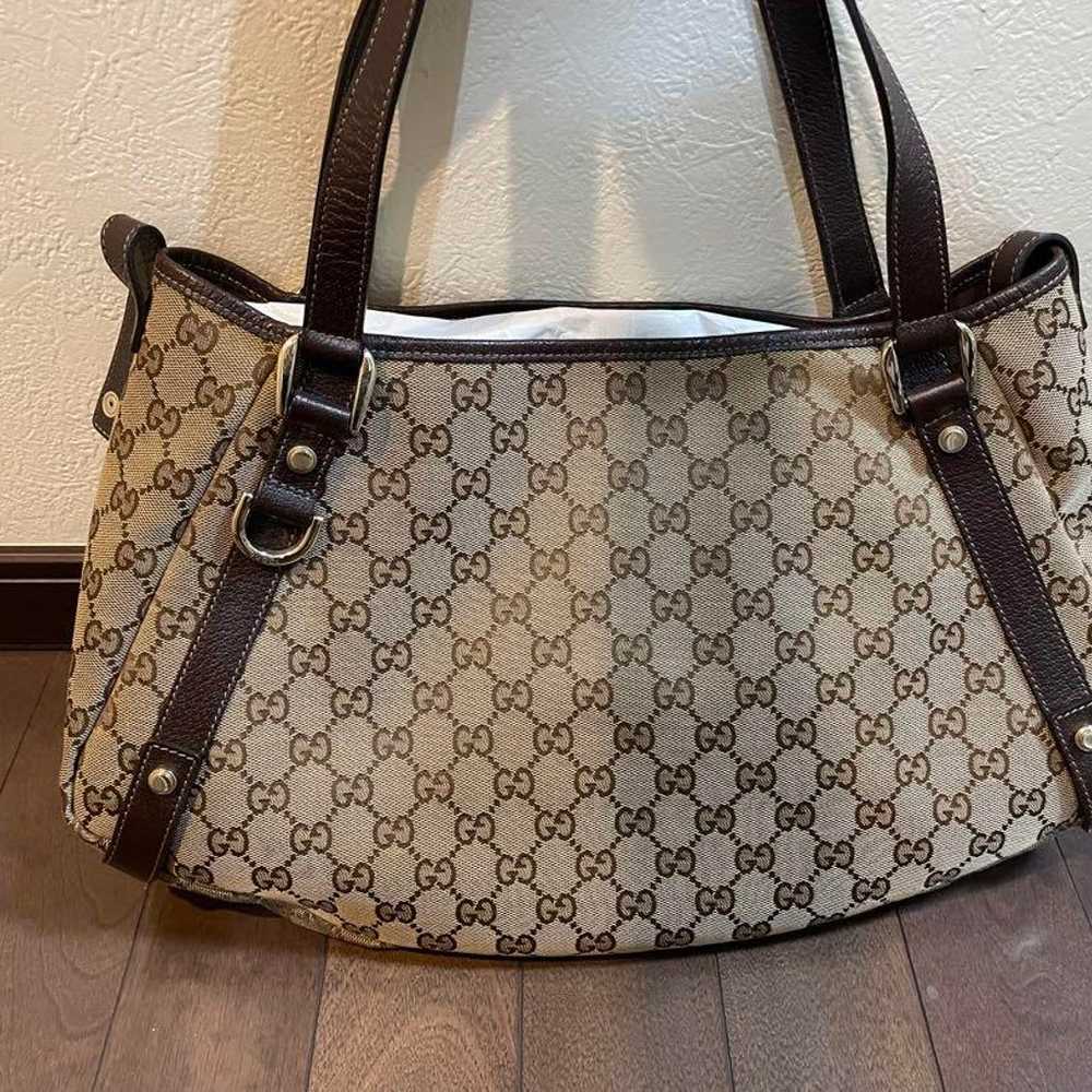 GUCCI tote bag, Abby GG pattern, canvas and leath… - image 1