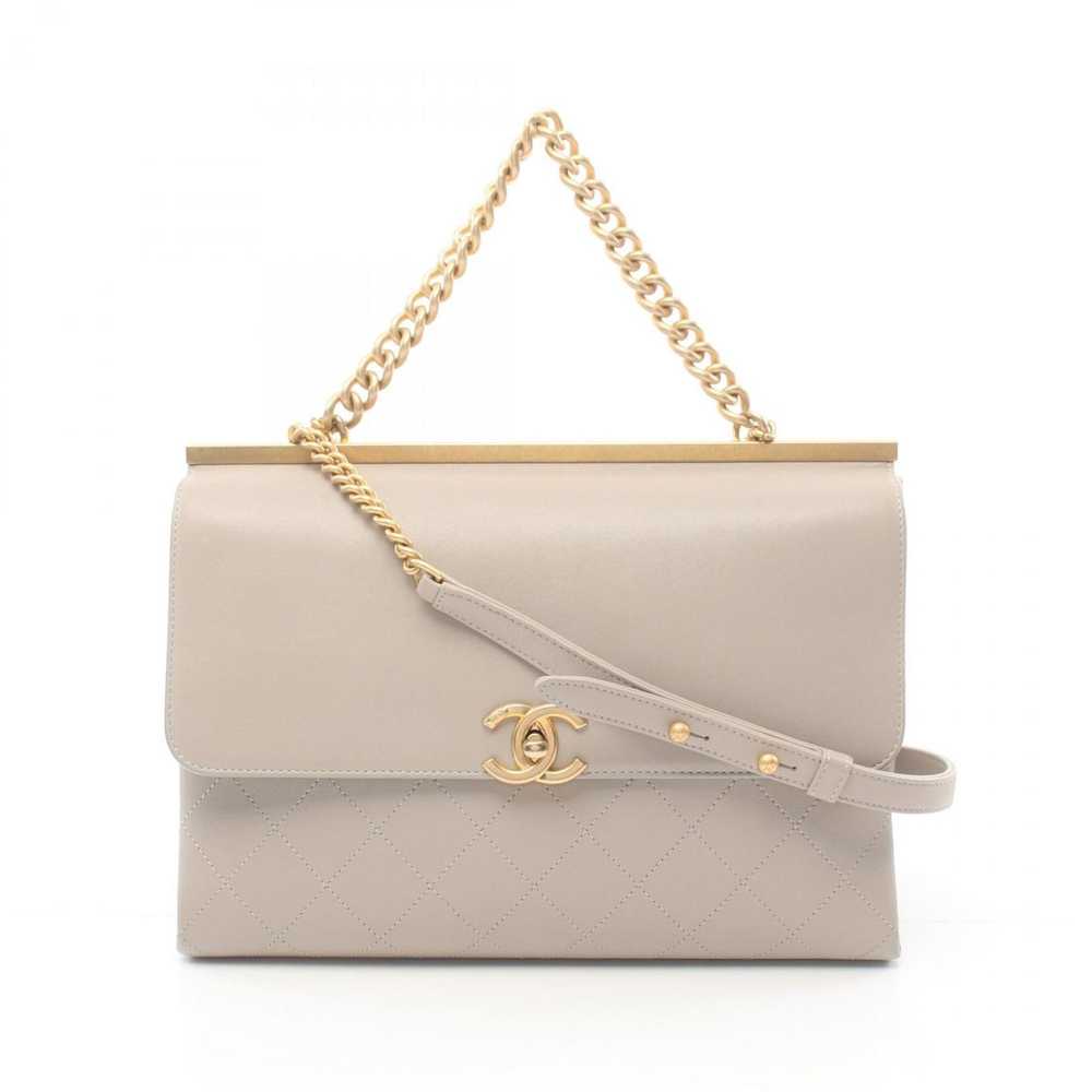 Chanel Single Flap Grey Leather Shoulder Bag (Pre… - image 2