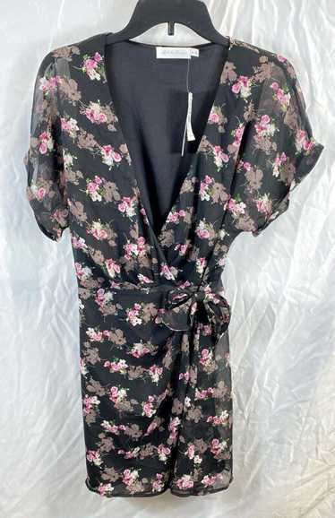 NWT All In Favor Womens Black Lavender Floral Surp